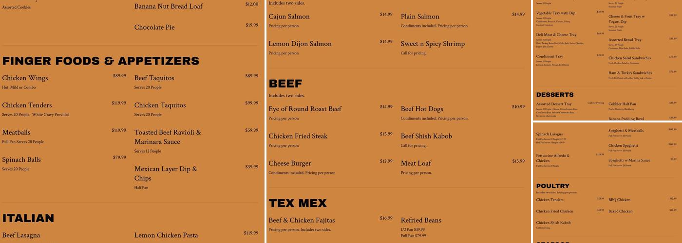 Cindy Sue Café & Catering Menu