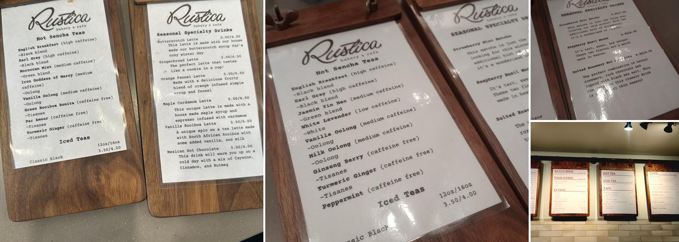 Rustica Bakery & Cafe Menu