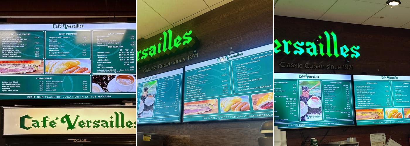 Cafe Versailles Menu