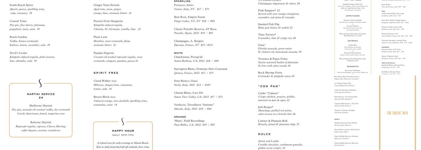 Shelborne Cafe Menu