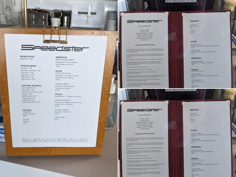 Speedster Cafe Menu