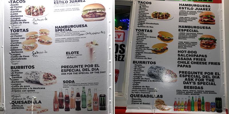 Machitos El Güero Menu