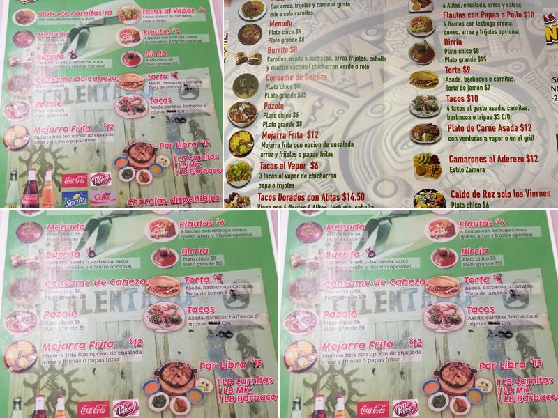 Carnitas el calentano y familia Menu