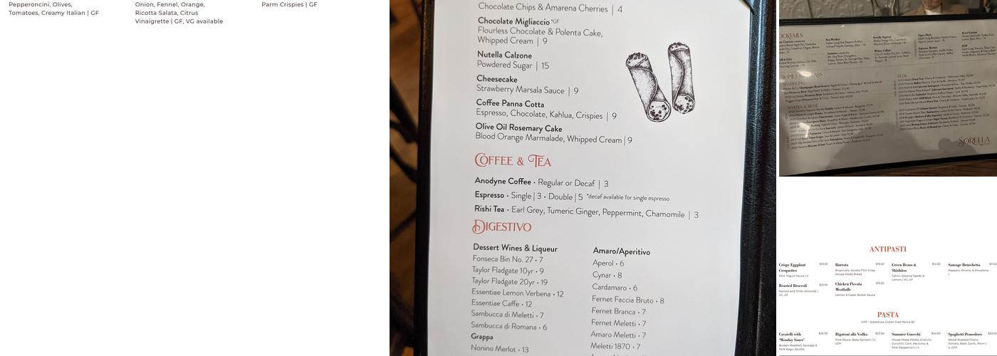 Sorella Menu