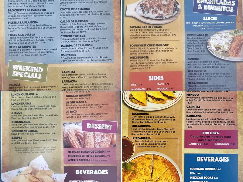 La Tapatia Mexican Grill Menu