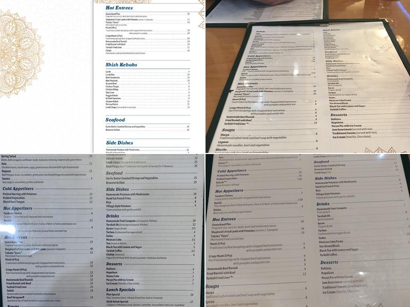 Oasis Uzbek Kebab House Menu