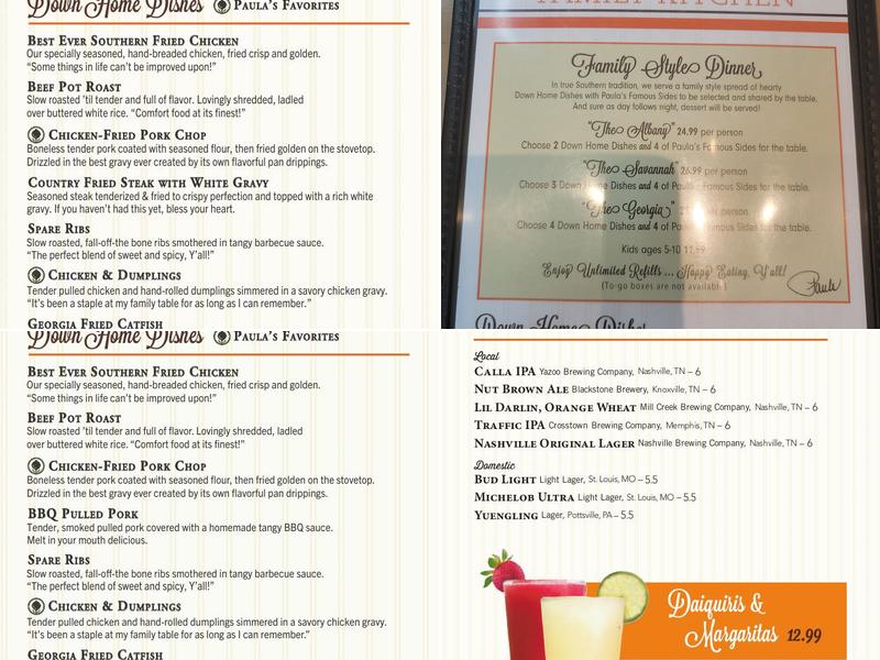 Paula Deen's Family Kitchen Menu