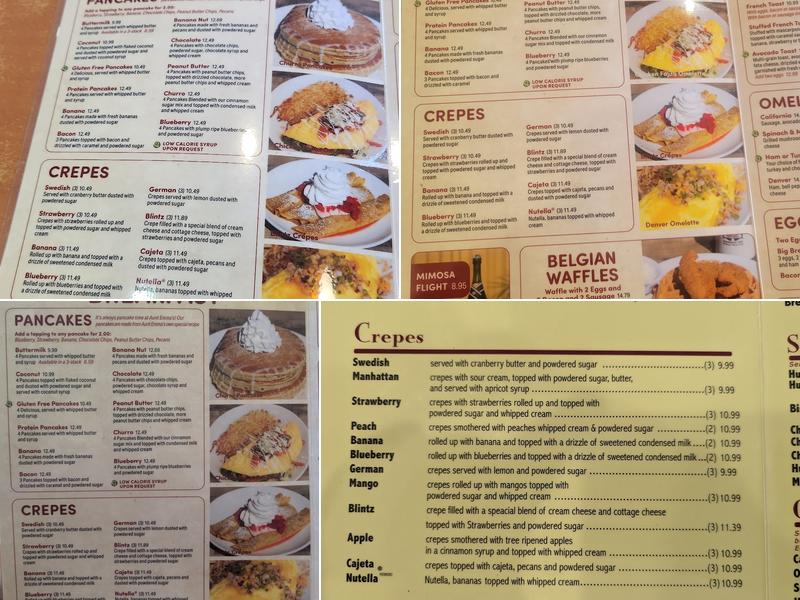 Aunt Emma's Pancakes Menu
