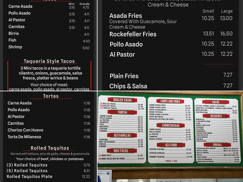 El Costeño Mexican Food Menu