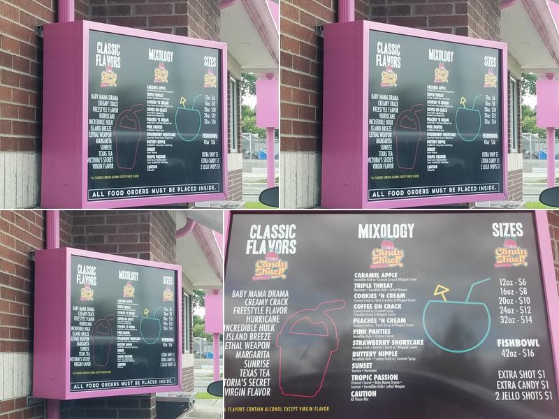 Candy Shack Daiquiris Menu