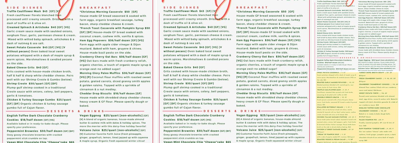 Green Fork Menu