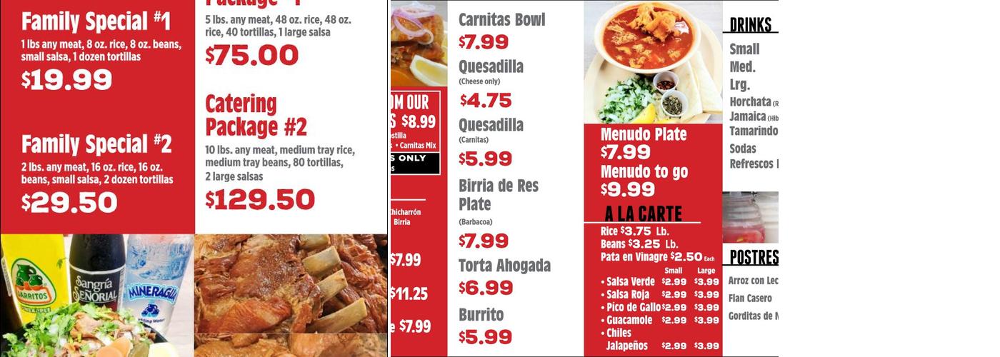 Carnitas Estilo Michoacan Menu