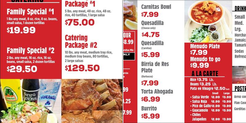 Carnitas Estilo Michoacan Menu