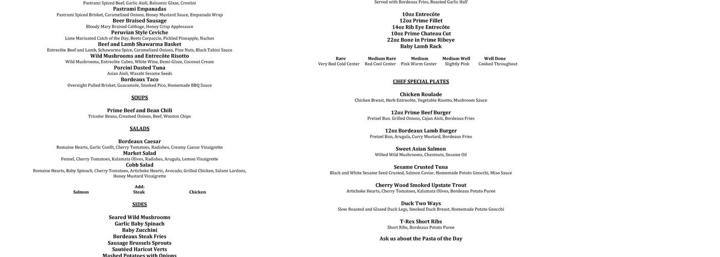 Bordeaux Catering Menu