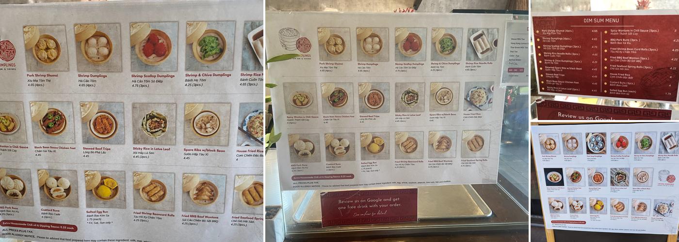 Crystal Dumplings Menu