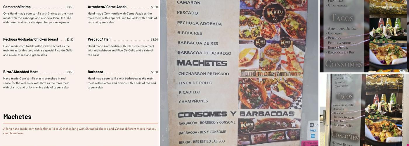Machetes Gourmet Menu