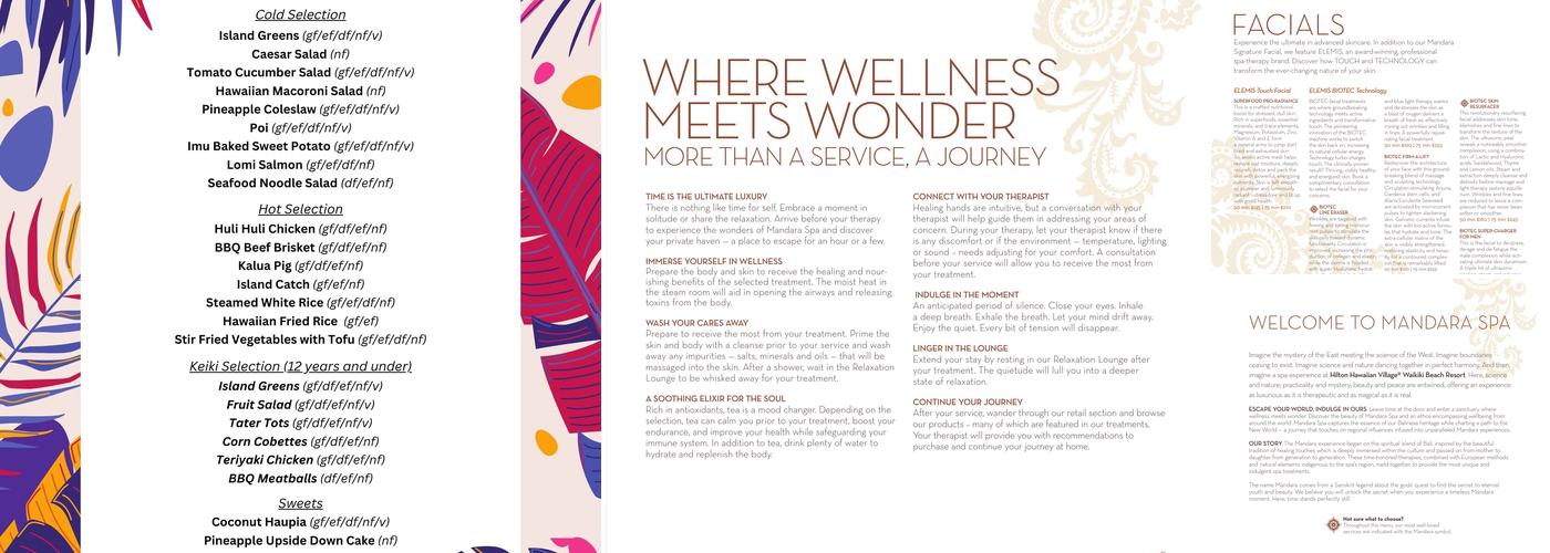 Waikiki Starlight Luau Menu