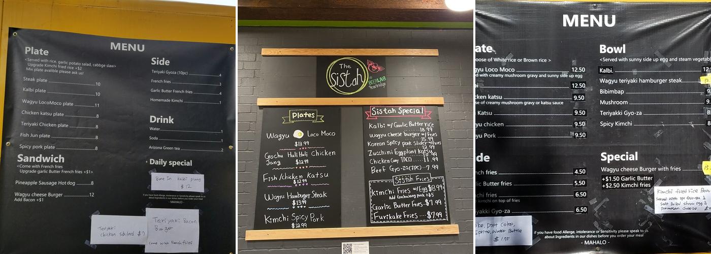 Sistah Truck Menu