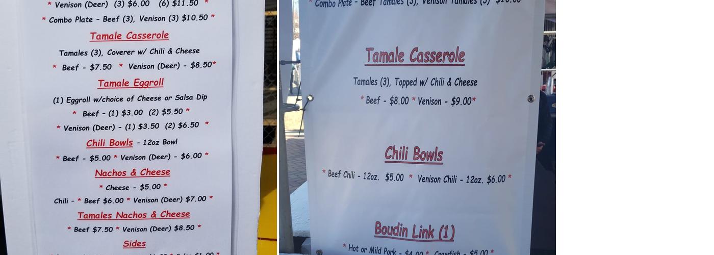 Old Style Hot Tamales - Terrytown Menu