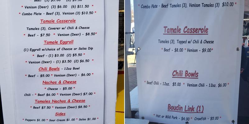 Old Style Hot Tamales - Terrytown Menu