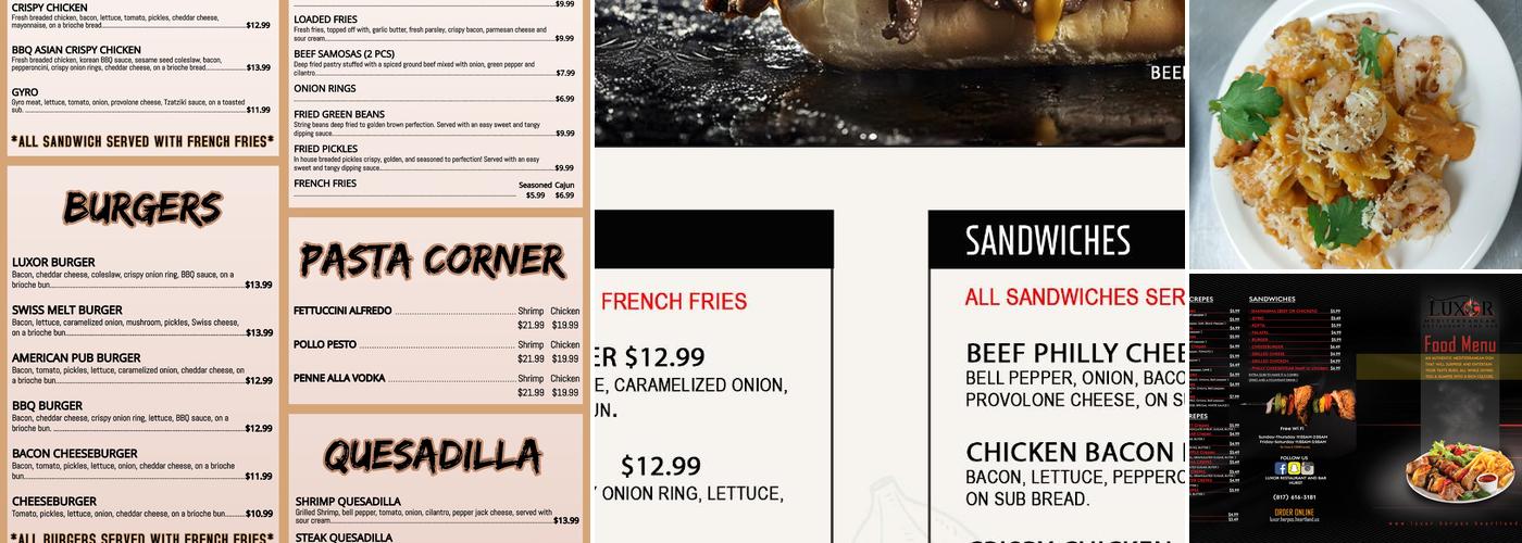 Luxor Sports Bar & Grill Hurst Menu