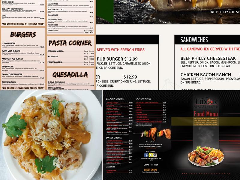 Luxor Sports Bar & Grill Hurst Menu