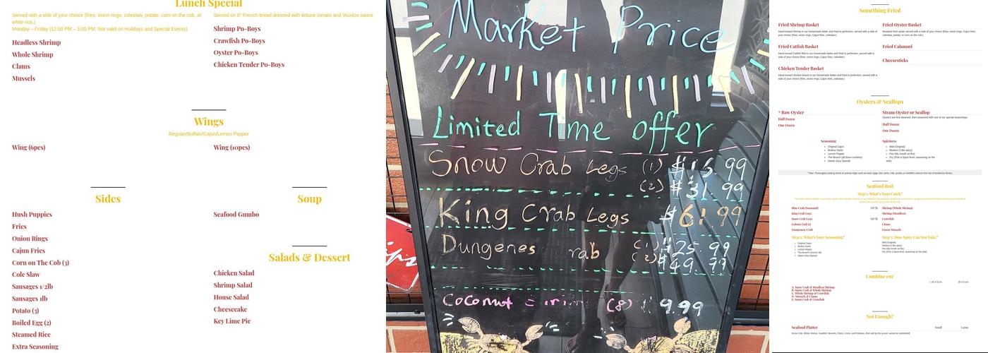 Captain Crab Menu
