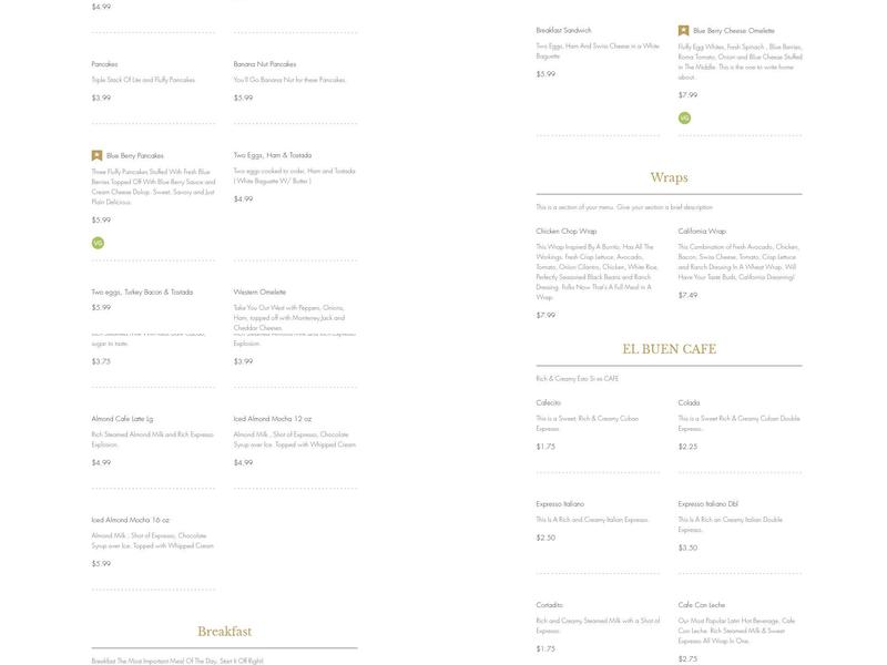 Micocos Menu