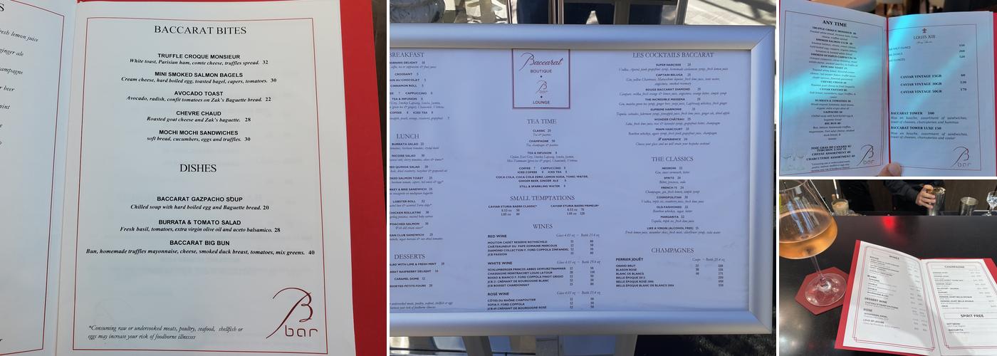 BACCARAT MIAMI Menu