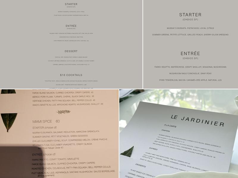 Le Jardinier Menu