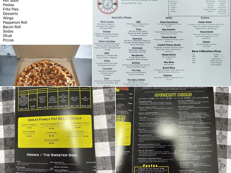 Fat Belly Pizza Menu