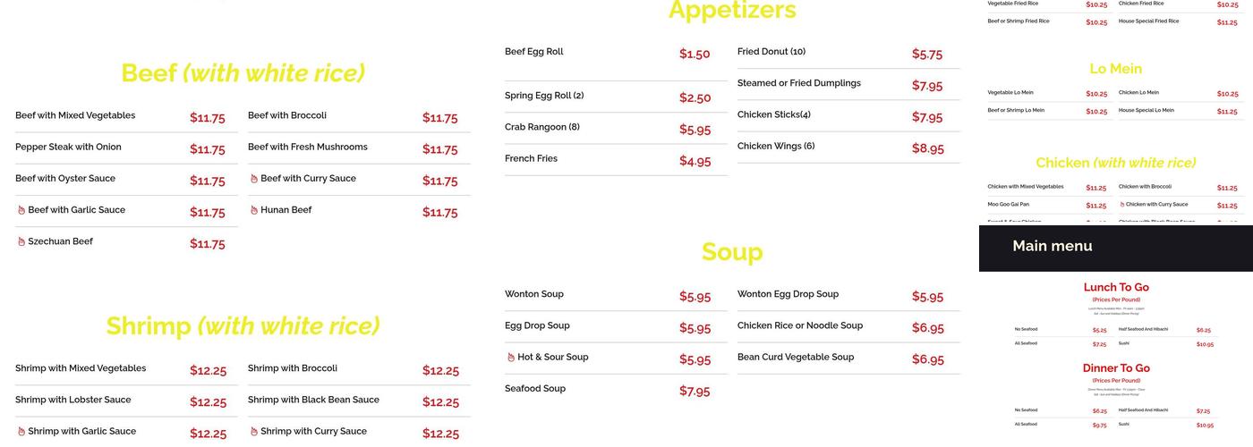 King Buffet Menu