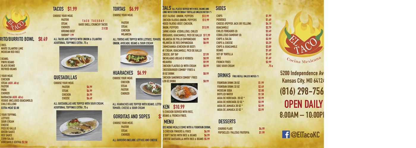 El taco Menu