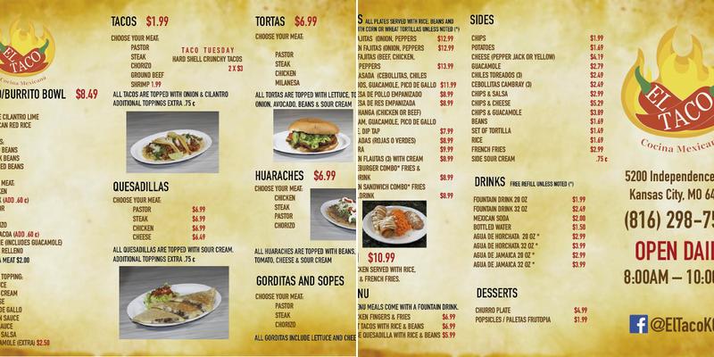El taco Menu