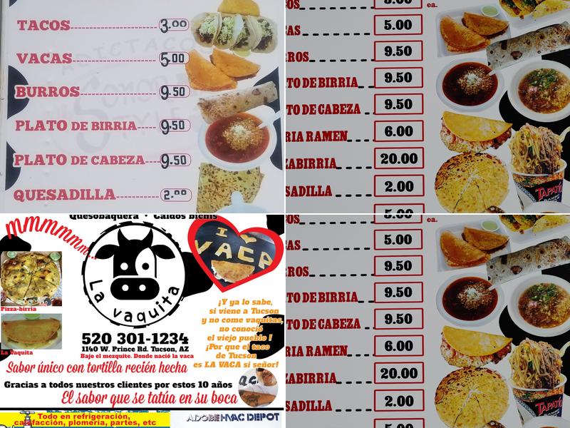 La Vaquita Tacos Menu