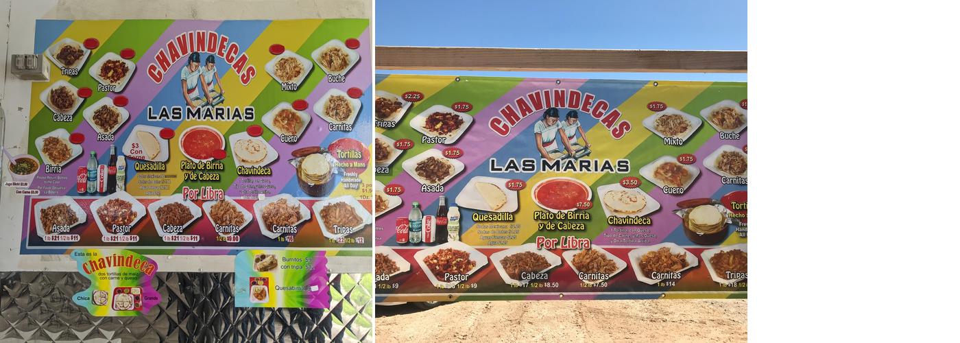 Chavindecas las Marías Menu