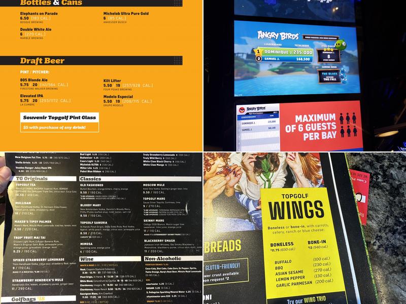 Topgolf Albuquerque Menu