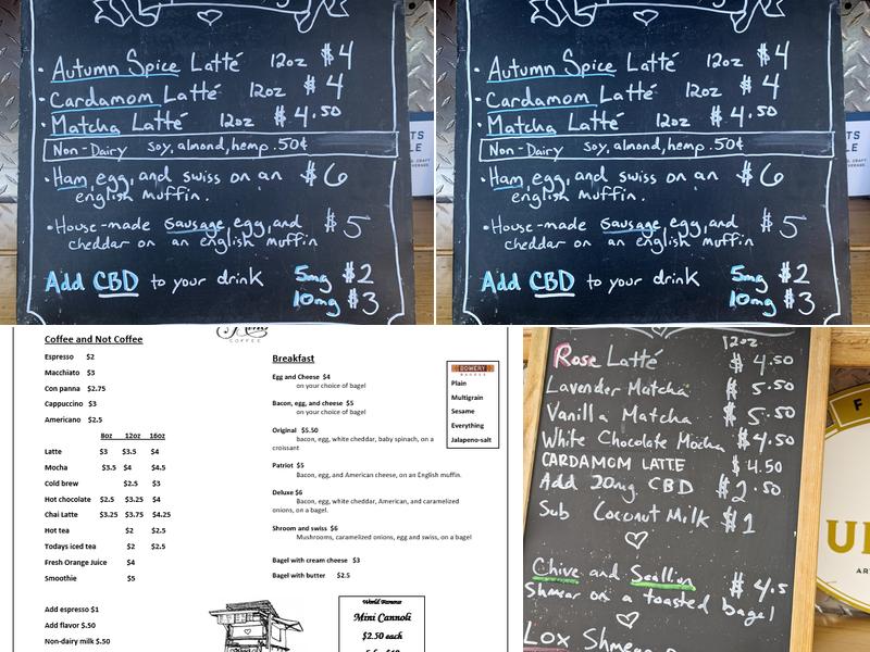 Benevolent Coffee Cart Menu