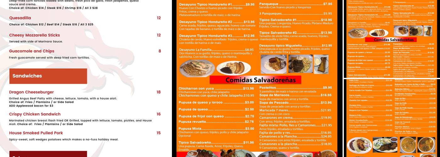 El Dragón: Sports Bar & Restaurante Menu