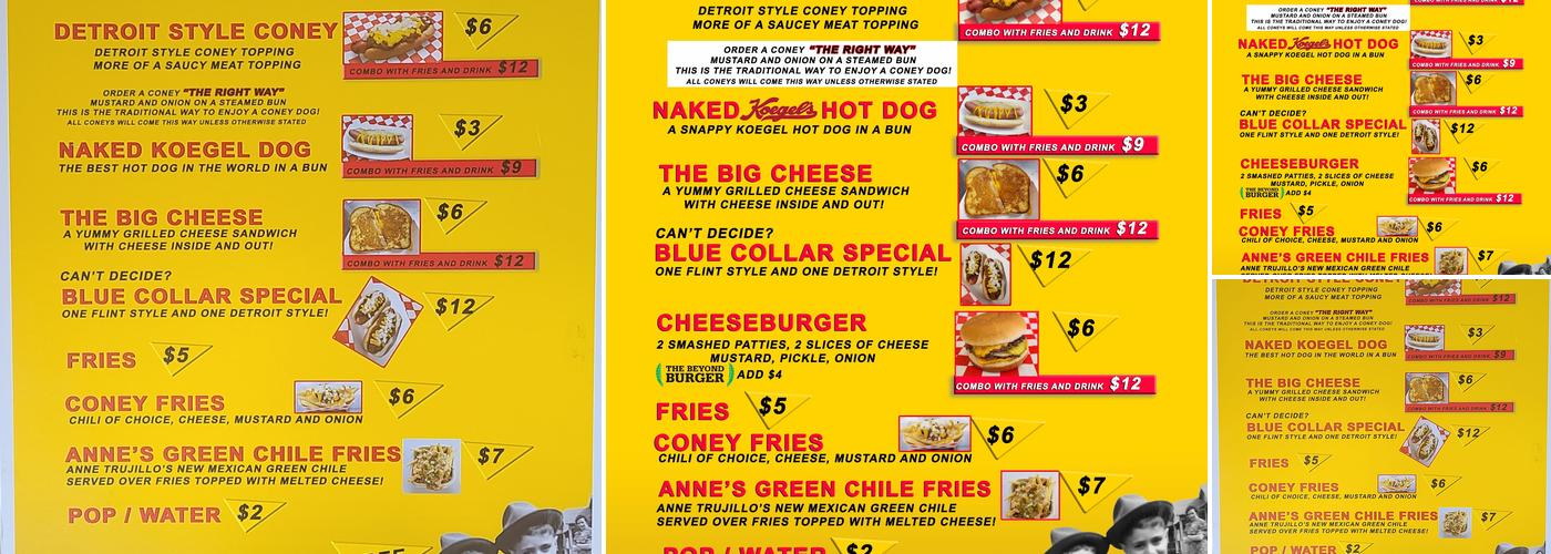 Mike's Coneys Menu