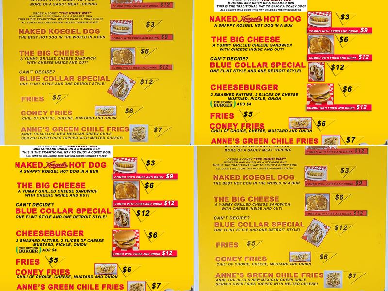 Mike's Coneys Menu