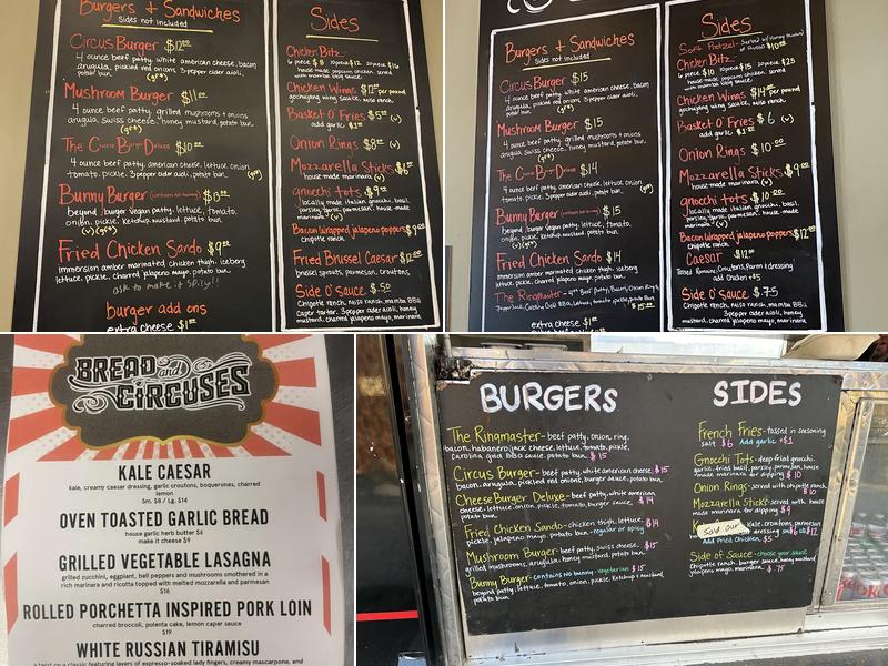 Bread and Circuses Menu