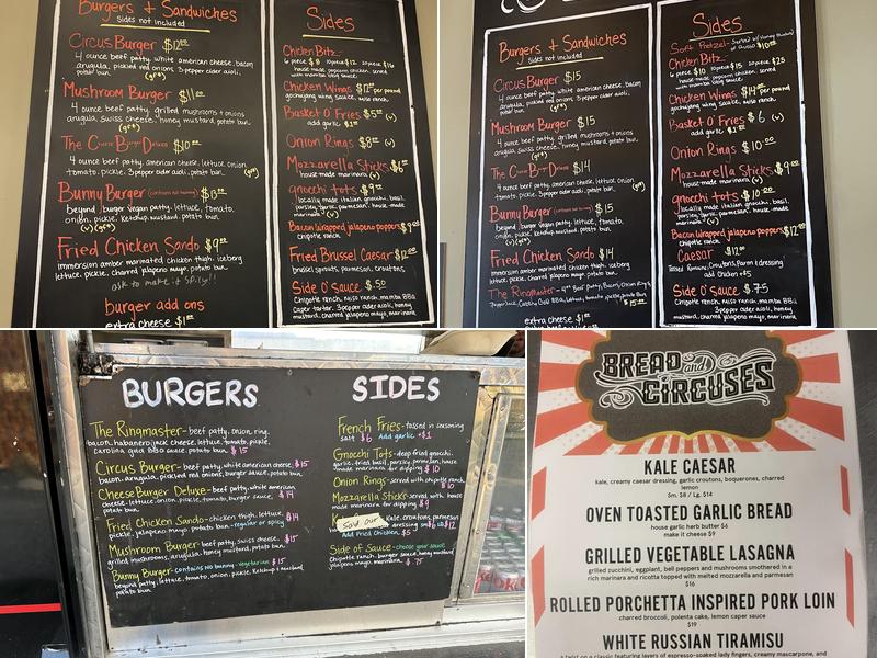 Bread and Circuses Menu