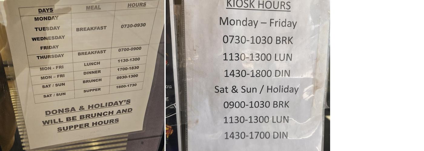 Dining Facility Combat Aviation Brigade Menu