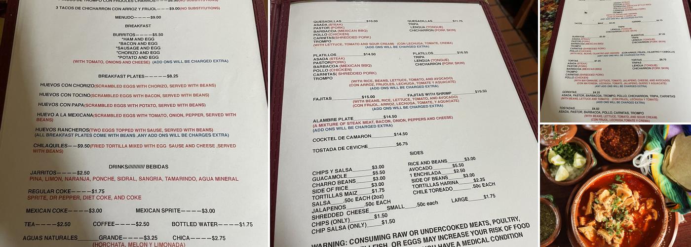 Taqueria Ruby Stand Menu