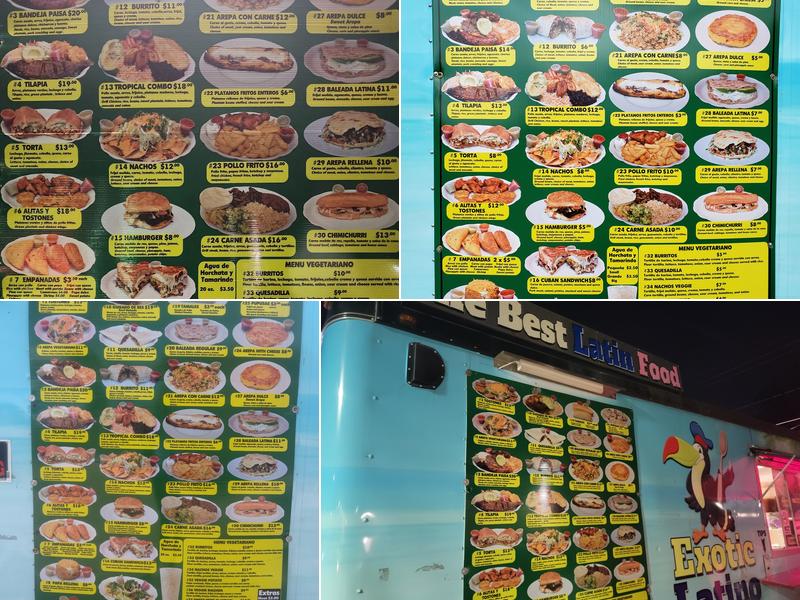 Exotic Latin Grill Menu