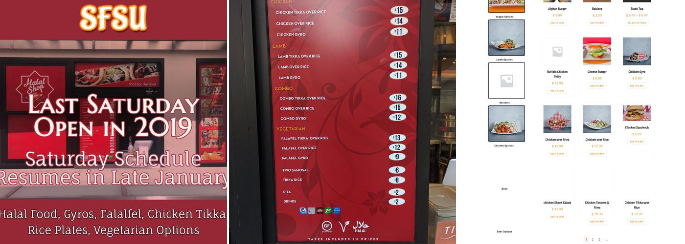 Halal Shop Menu