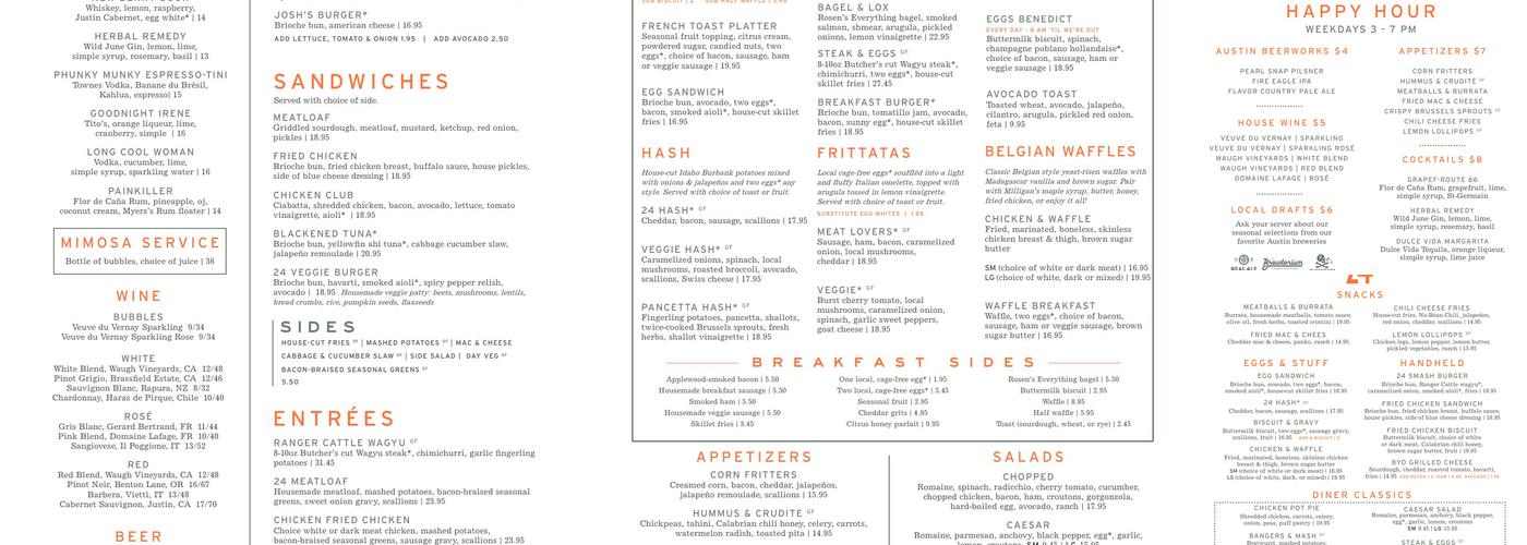 24 Diner Menu