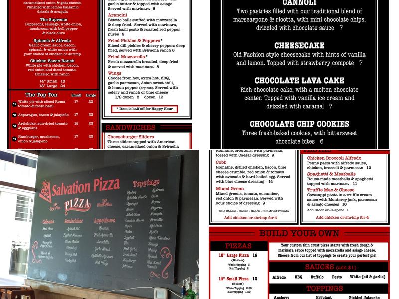 Salvation Pizza Menu