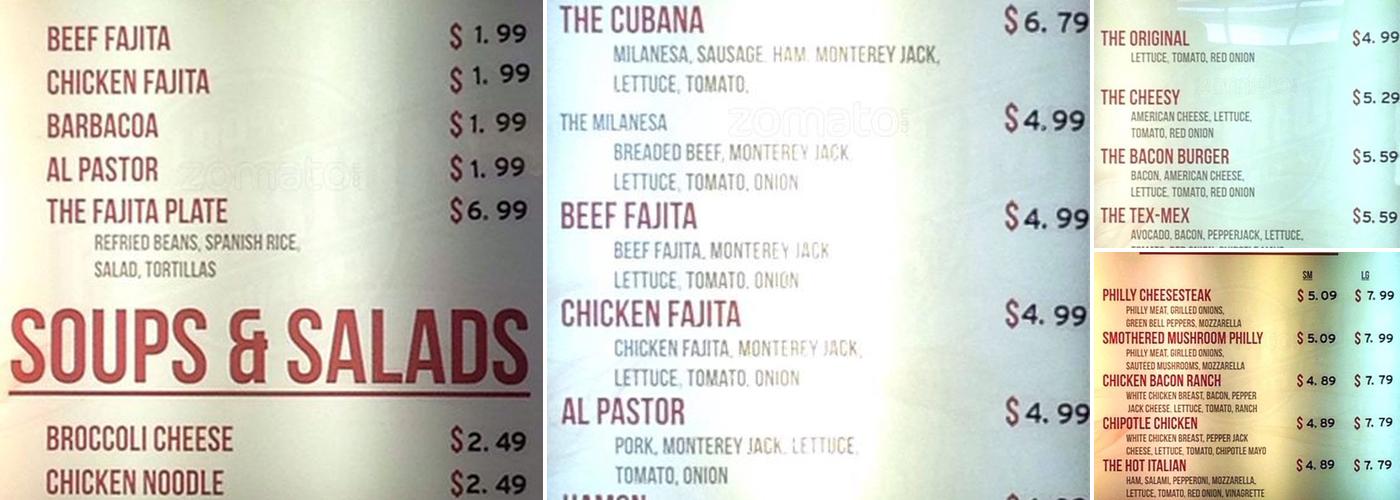 Subs N More Menu